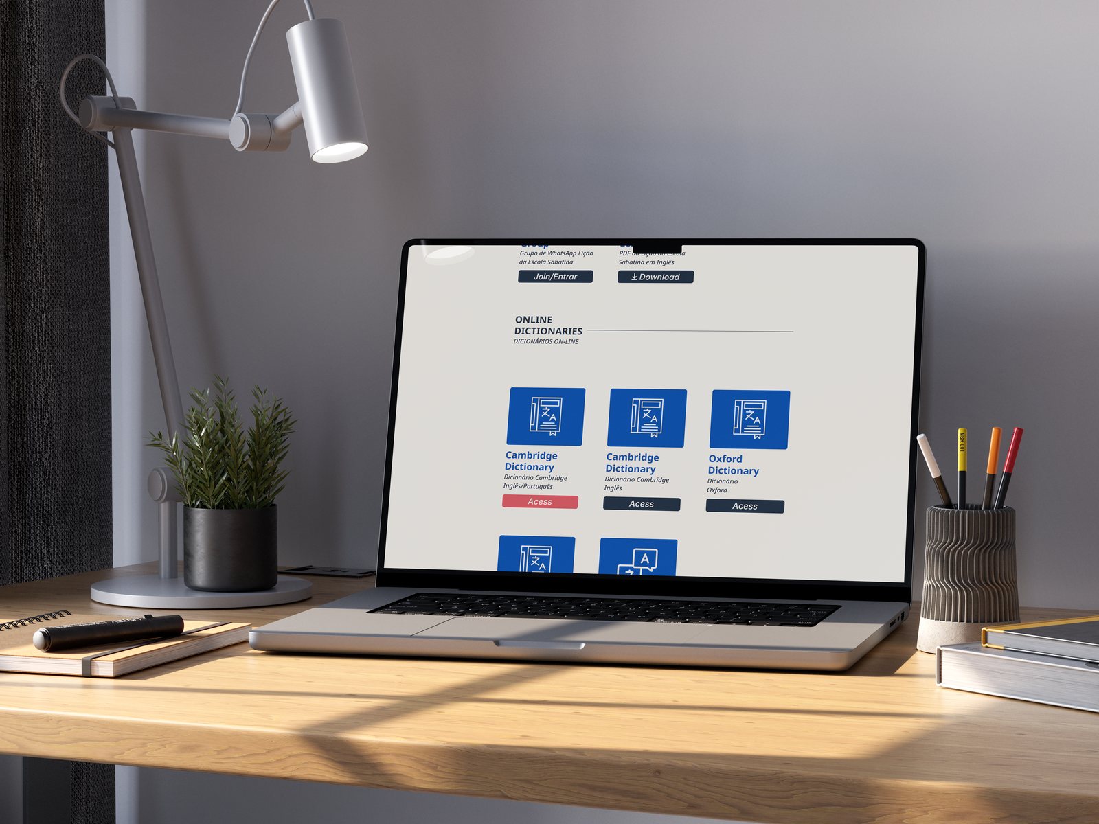 Notebook — site com dicionários online